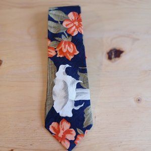 Bright Floral Orange/White Tie (4108),